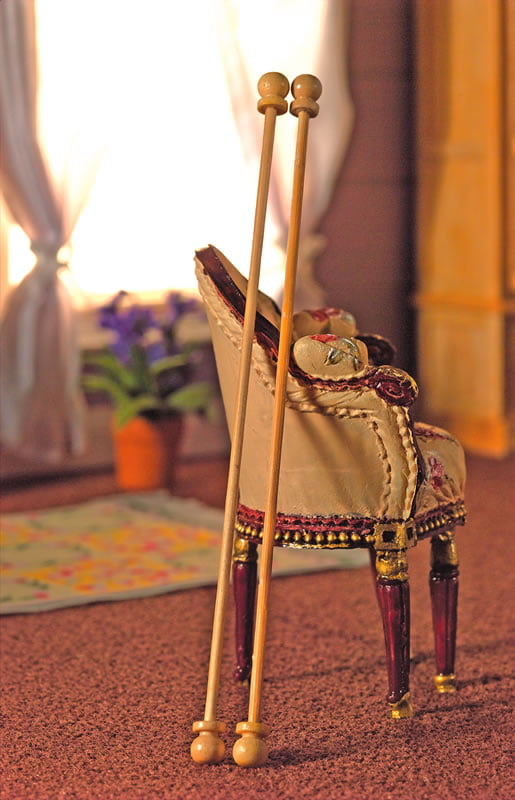 Photos - Doll Accessories Pair of Natural Curtain Poles for 12th Scale Dolls House