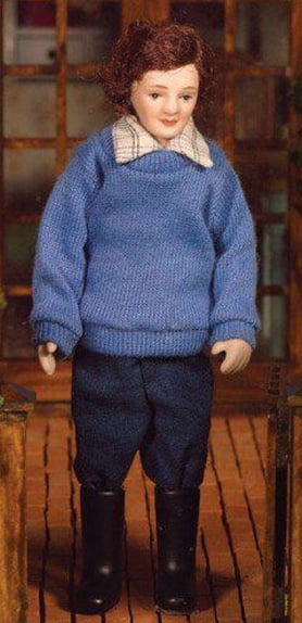 Photos - Doll Accessories Tom in Jumper and Wellys Poseable Doll for 12th Scale Dolls House 4446