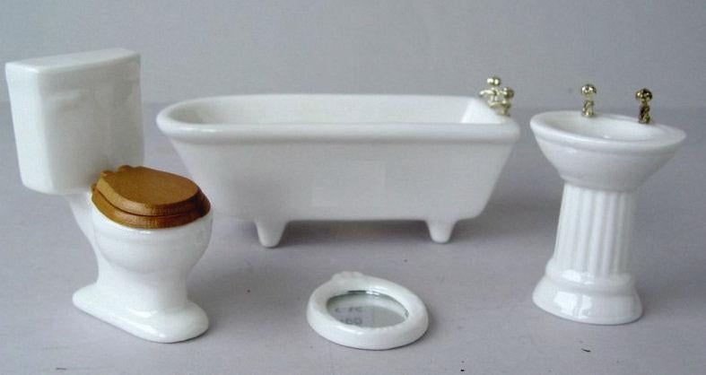 Ceramic White Bathroom for 12th Scale Dolls House