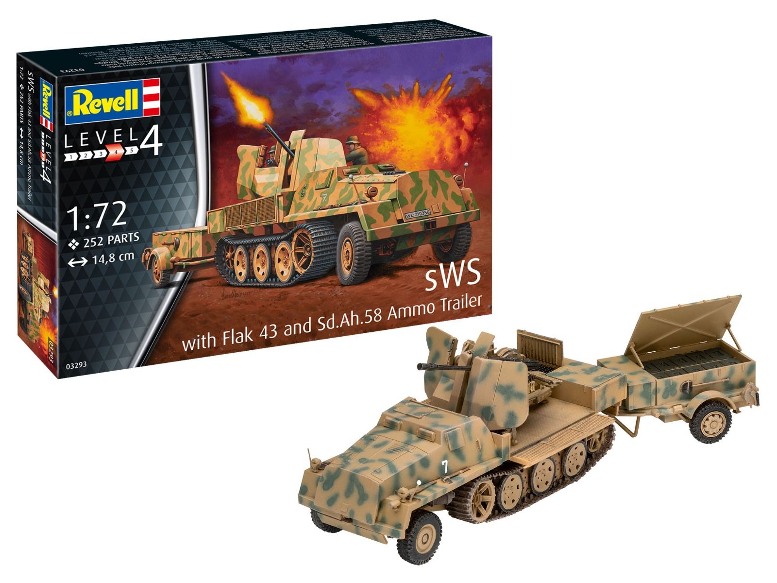 Revell 1/72 Scale sWS with Flak 43 and Sd.Ah.58 Ammo Trailer Model Kit