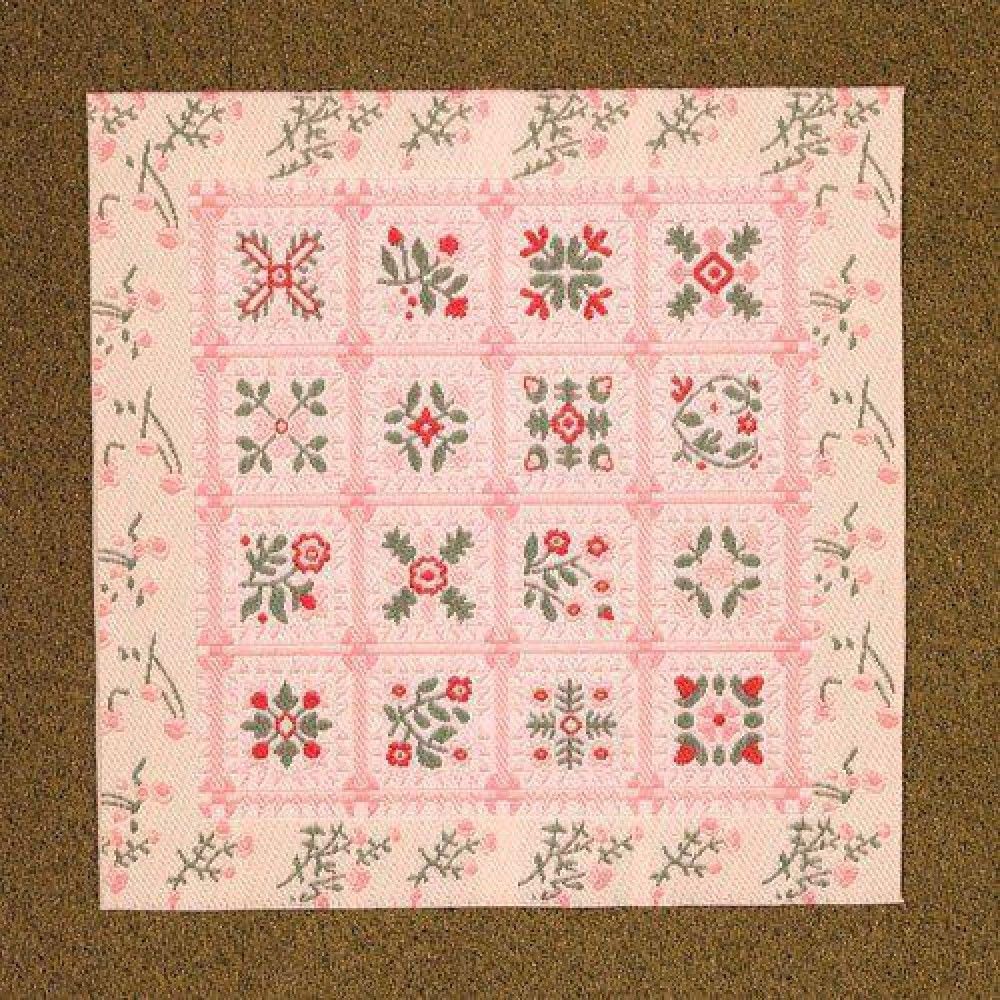 Pink Patchwork Rug or Blanket for 12th Scale Dolls House