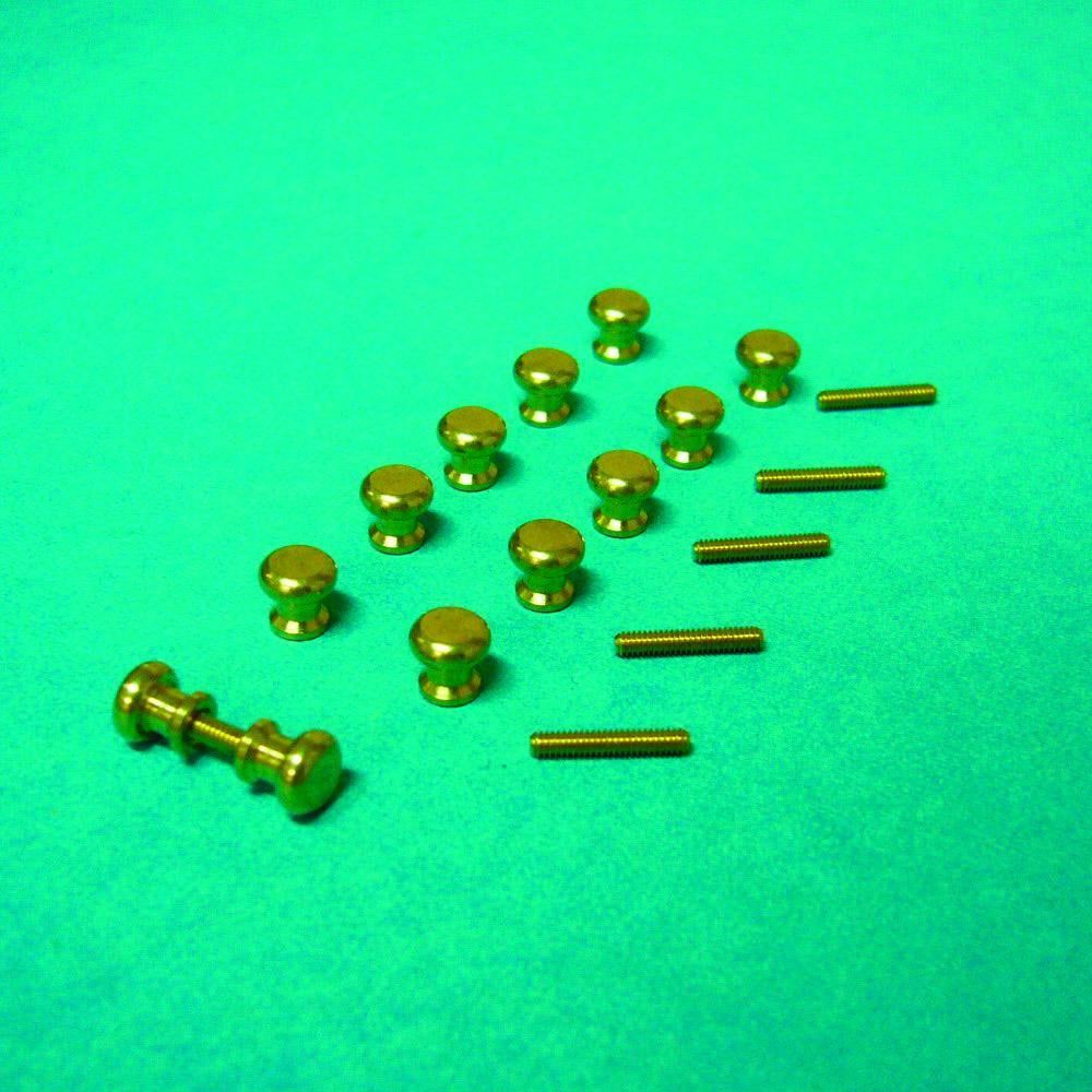 Twelve Door Knobs and Six Threads for 12th Scale Dolls House