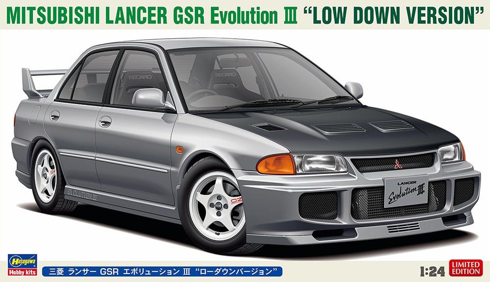 Hasegawa 1/24 Scale Mitsubishi Lancer GSR Evolution III Low Down Version Model Kit
