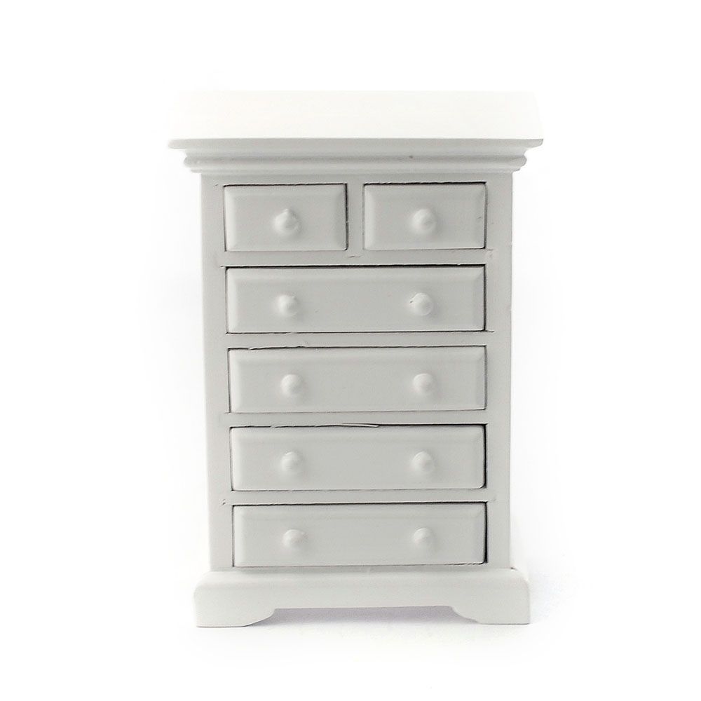 White Chest of Six Drawers for 12th Scale Dolls House