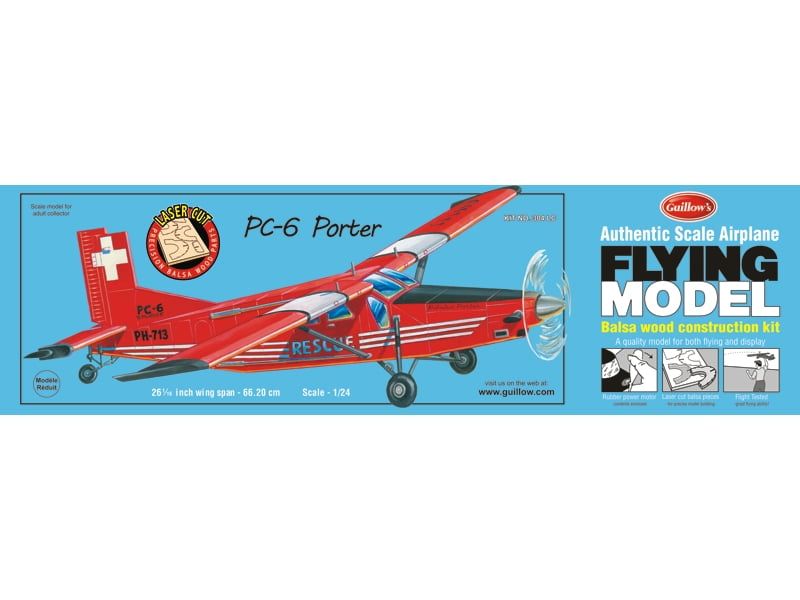 Guillows 1/24 Scale PC-6 Porter Balsa Model Kit