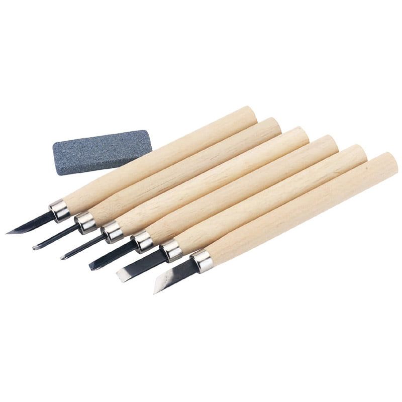 6-piece Miniature Carving Set And Stone