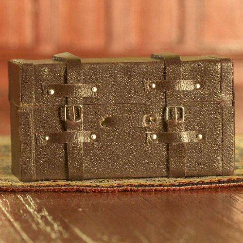 Brown Leather Suitcase/ Trunk for 12th Scale Dolls House