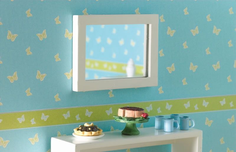 White Framed Mirror for 12th Scale Dolls House