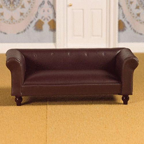 Brown Leather Sofa for 12th Scale Dolls House