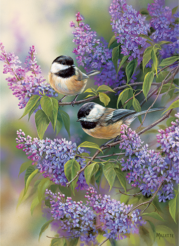 Cobble Hill Chickadees and Lilacs 1000 Piece Jigsaw