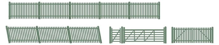 Peco Picket fencing green (inc. Gates & ramps) OO Gauge