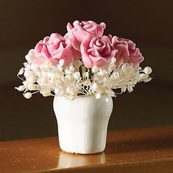 Pink Rose Arrangement in Vase for 12th Scale Dolls House