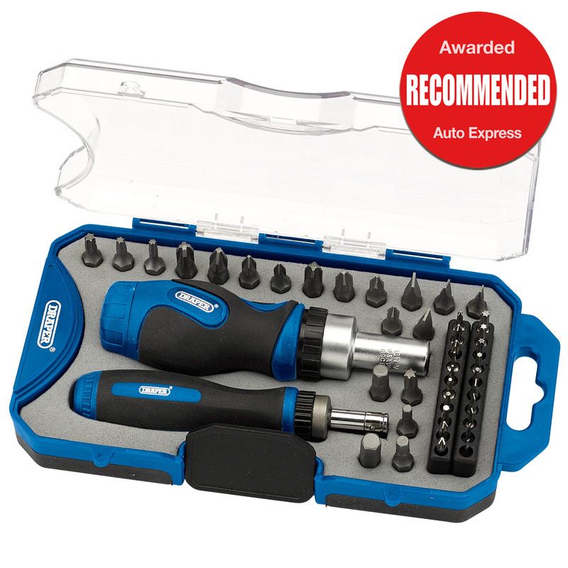 Draper Ratchet Screwdriver And Bit Set (42 Piece)