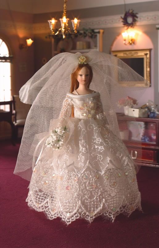 Grace The Bride Poseable Porcelain Doll for 12th Scale Dolls House