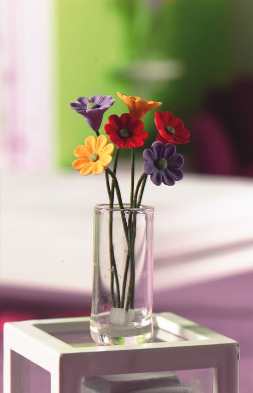 Pretty Gerberas x 6 for 12th Scale Dolls House