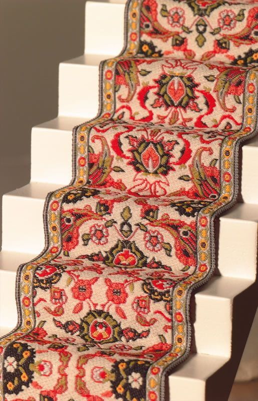 Red and Cream Stair Carpet for 12th Scale Dolls House