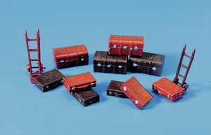 Peco Trunks (4) Suitcases (6) & Trolley Sack Truck (2) OO Gauge