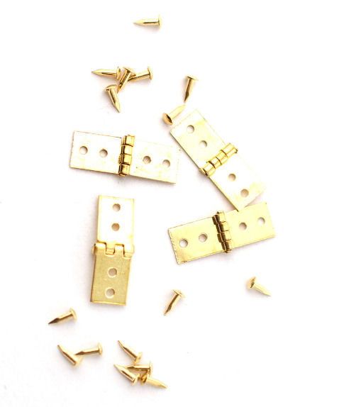 4 Brass Hinges With Pins for 12th Scale Dolls House