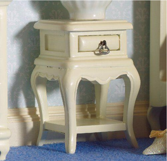 French-style Cream Bedside Table For 12th Scale Dolls House