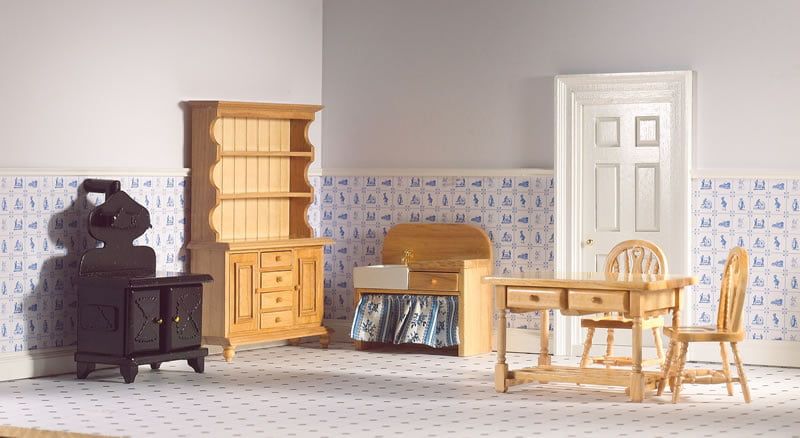 6 Piece Pine Kitchen Set for 12th Scale Dolls House