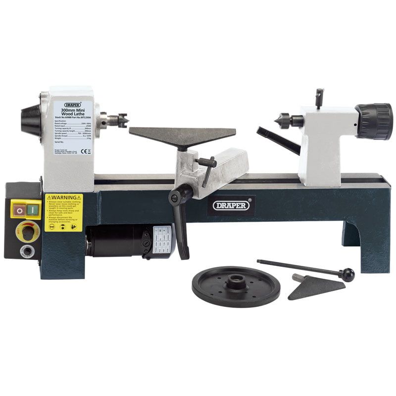 Draper Variable Speed Mini Wood Lathe 250W 230V