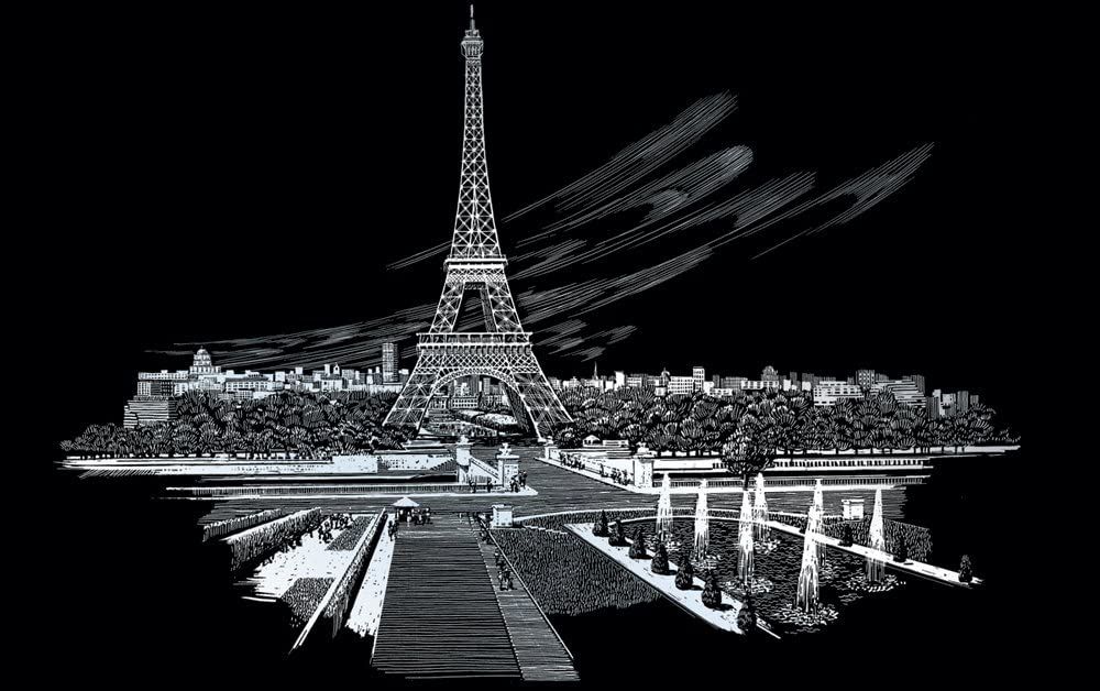 Engraving Art Eiffel Tower Silver