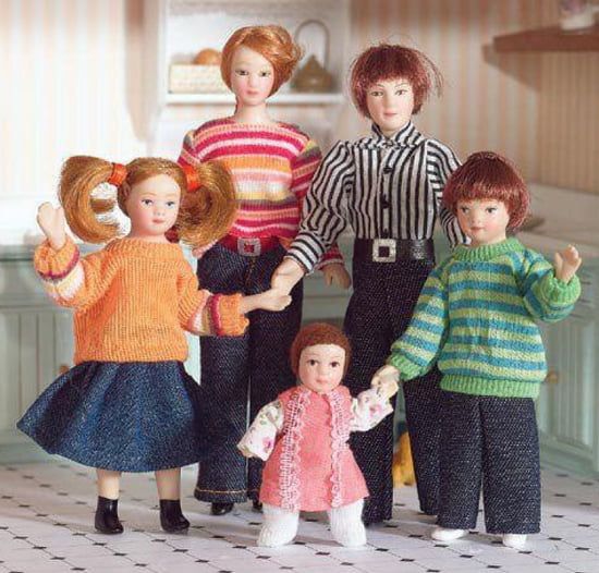 Modern Family of Five Dolls 1:12 Scale for Dolls House