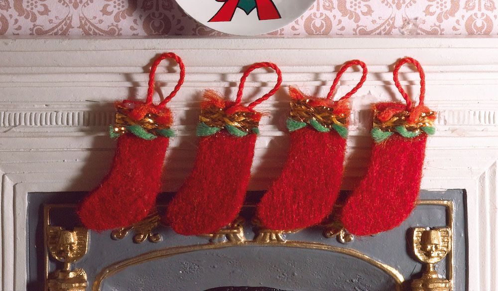 Felt Christmas Stockings (4) for 12th Scale Dolls House