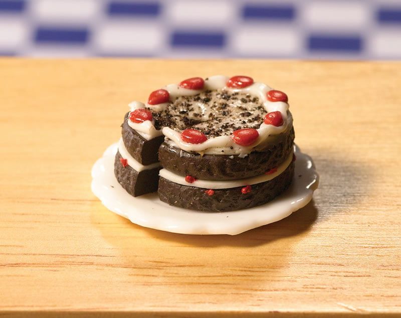 Chocolate & Cherry Gateau for 12th Scale Dolls House