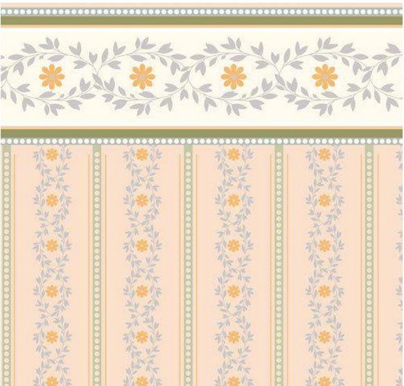 Soft Peach Posy Wallpaper for 12th Scale Dolls House