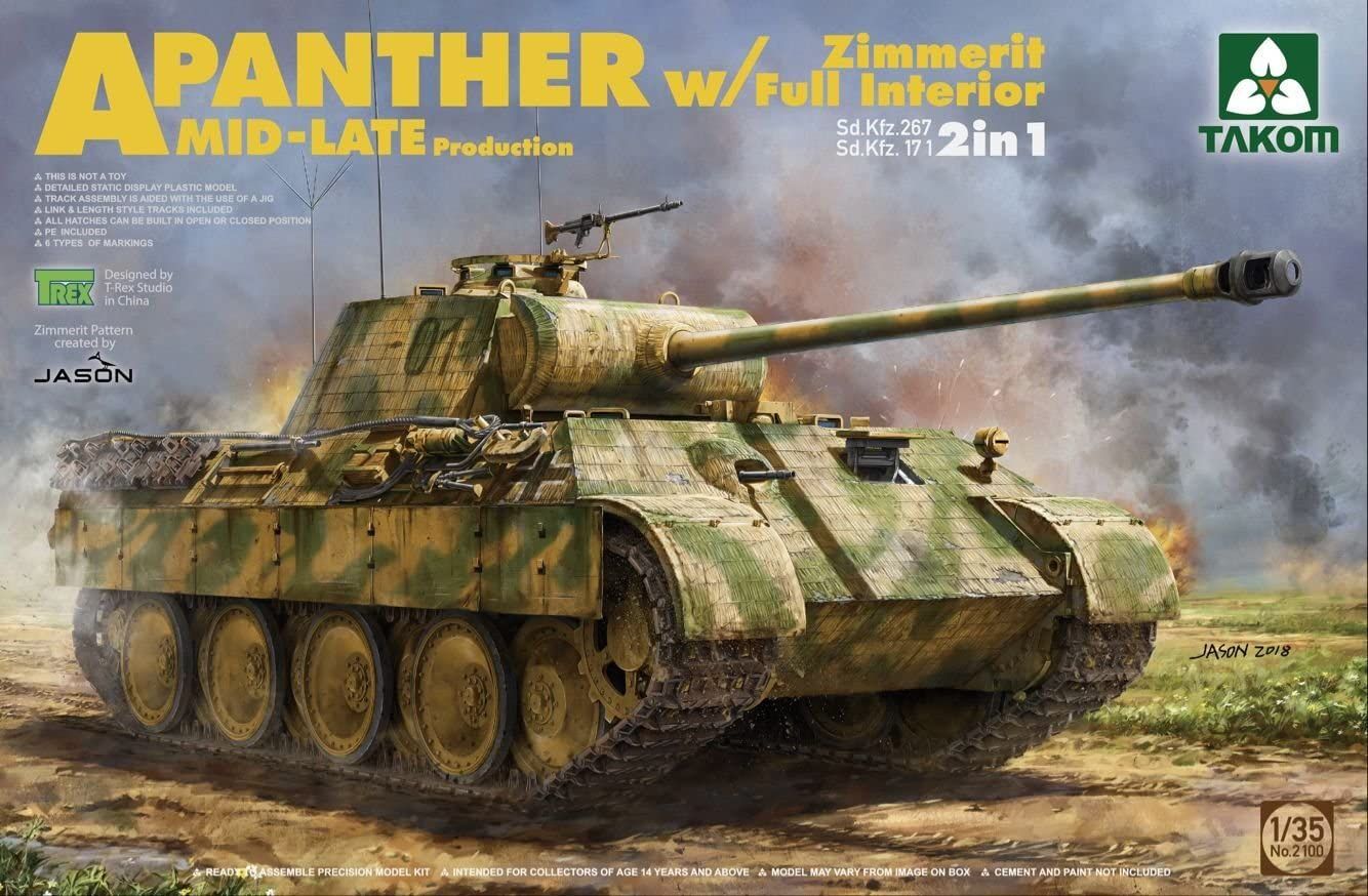 Takom 1/35 Scale Panther A Mid-Late Production with Zimmerit & Full Interior