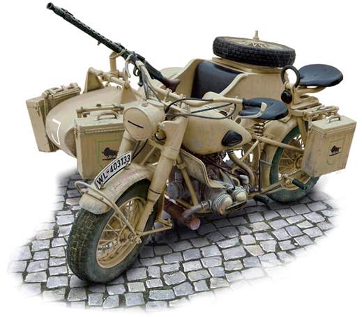 Italeri 1/9 Scale German Military Motorcycle and Sidecar Model Kit