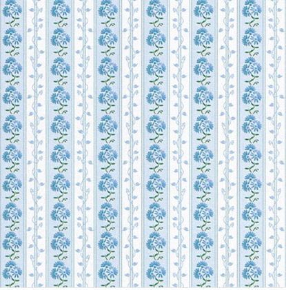 Blue Aster and Ivy 1:12 Scale Dollshouse Wallpaper by Dolls House Emporium