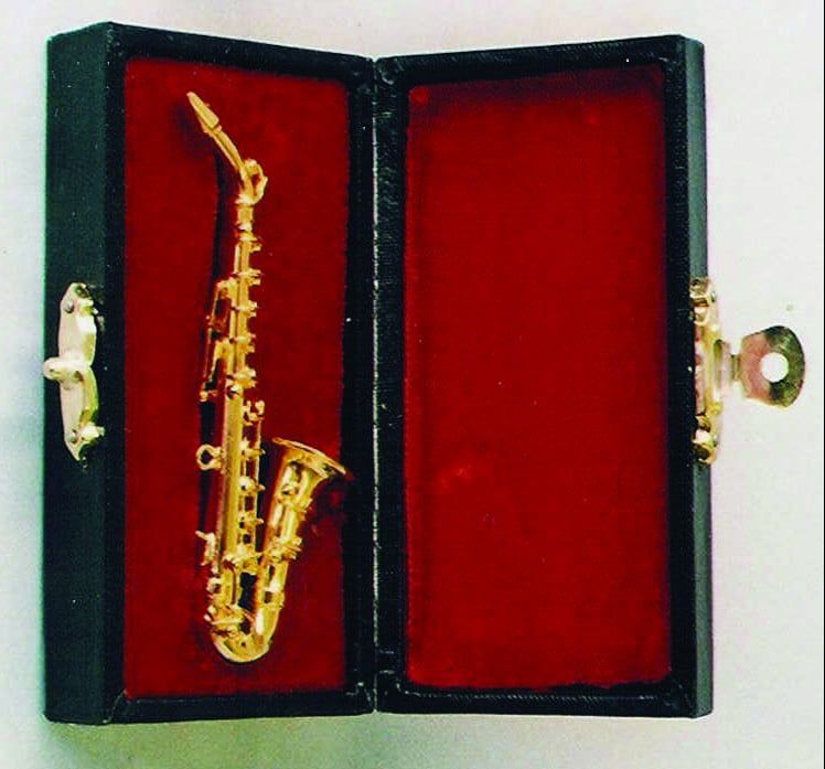 Brass Alto Saxophone with Black Case for 12th Scale Dolls House