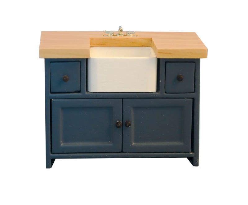 Shaker Style Blue Pine Sink Unit for 12th Scale Dolls House