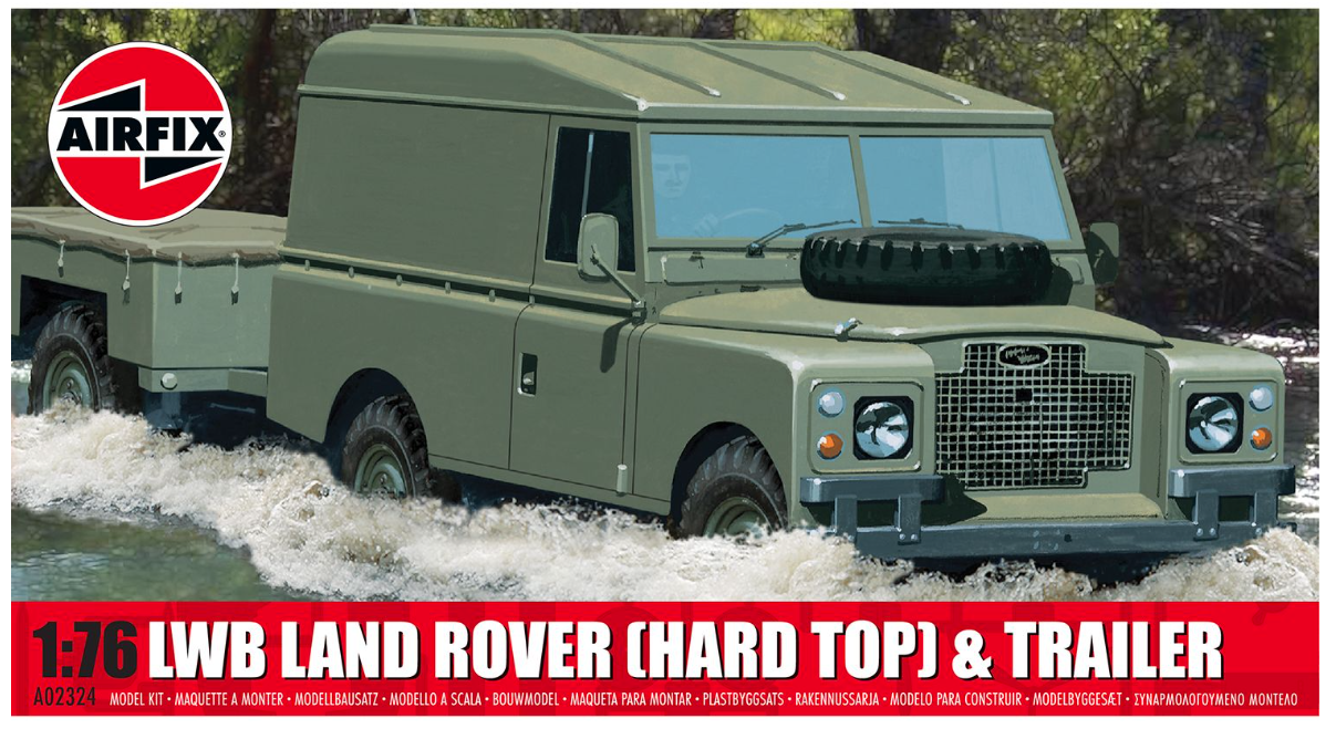 Airfix 1/76 Scale LWB Land Rover (Hard Top) & Trailer Model Kit
