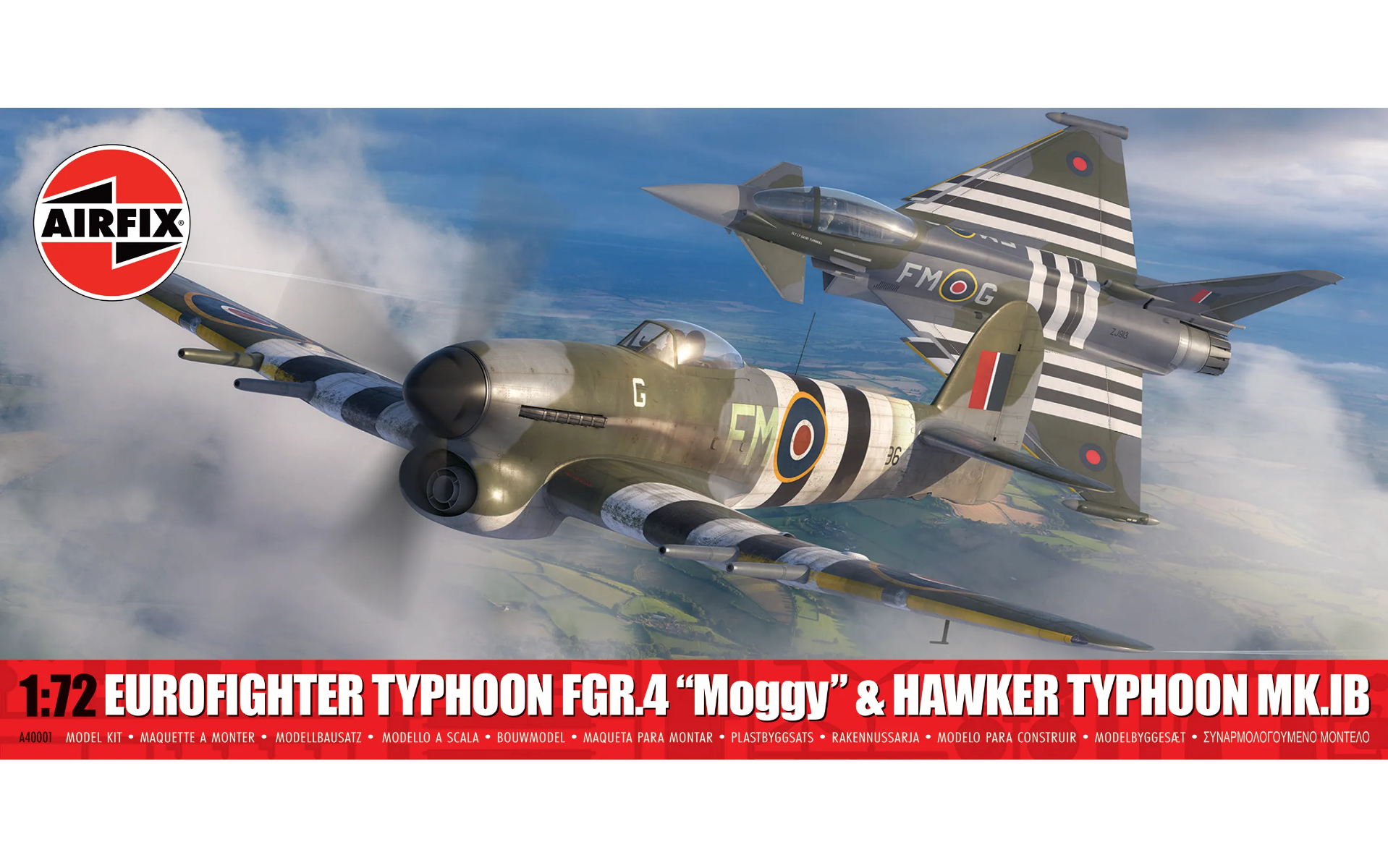 Airfix 1/72 Scale Eurofighter Typhoon FGR.4 "Moggy" & Hawker Typhoon Mk.IB - Twin Pack Model Kit
