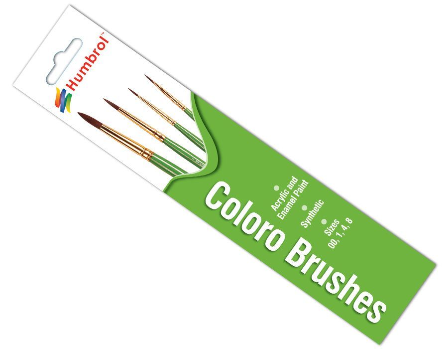 Humbrol Coloro Brush Pack Sizes 00, 1, 4, 8