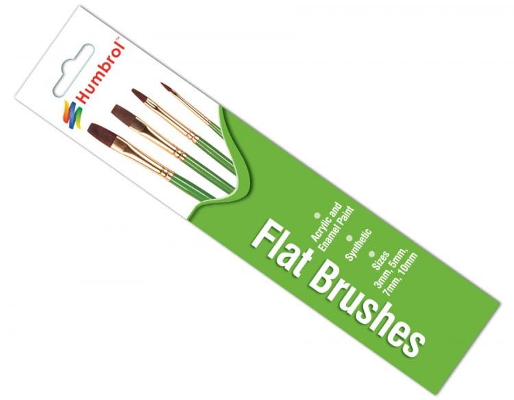 Humbrol Flat Brush Pack Sizes 3,5,7,10mm