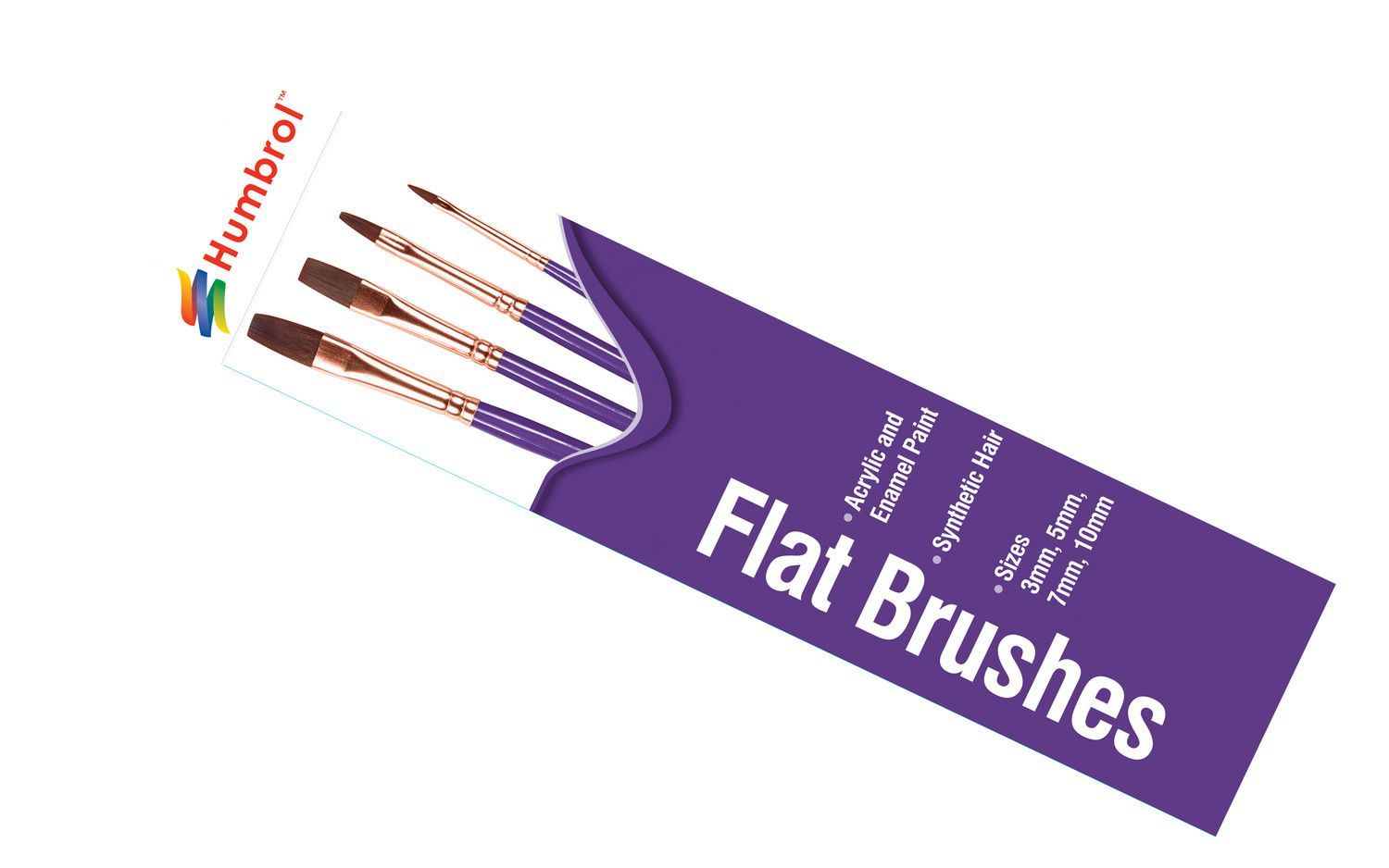 Humbrol Flat Brush Pack Sizes 3,5,7,10mm