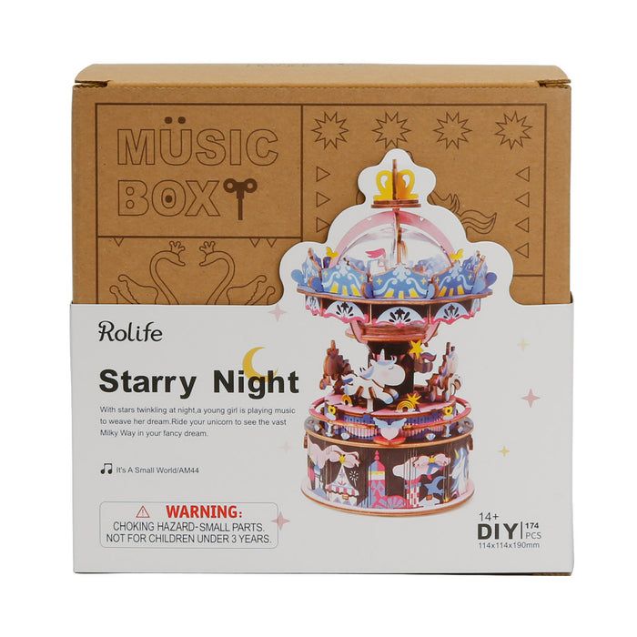 Rolife Merry Go Round Music Box Wooden Model Kit Hobbies