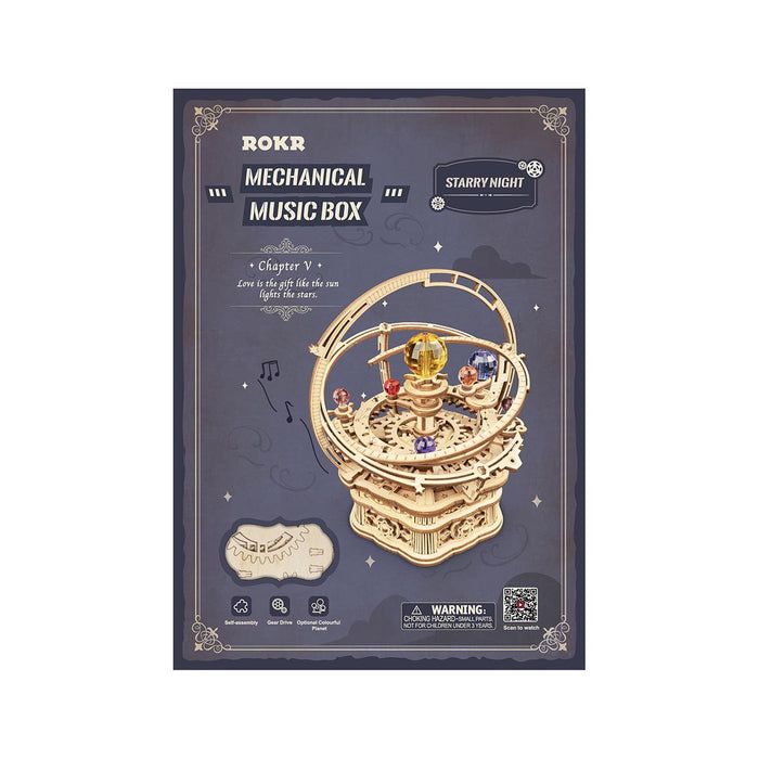 ROKR Starry Night Mechanical Music Box 3D Wooden Kit Hobbies