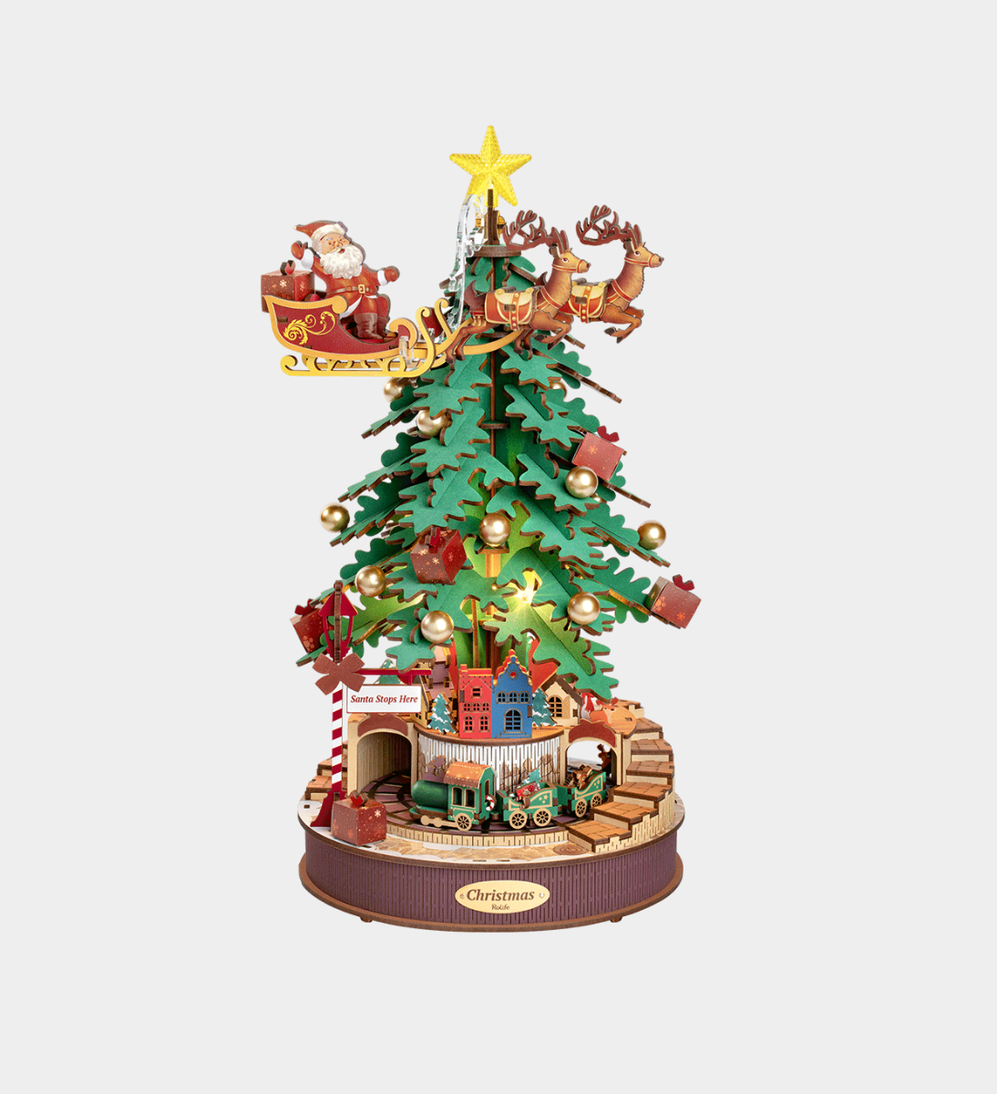 Rolife Christmas Melody Tree Music Box Wooden Model Kit