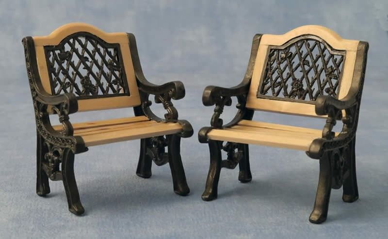 Pair of Iron Garden Chairs for 12th Scale Dolls House