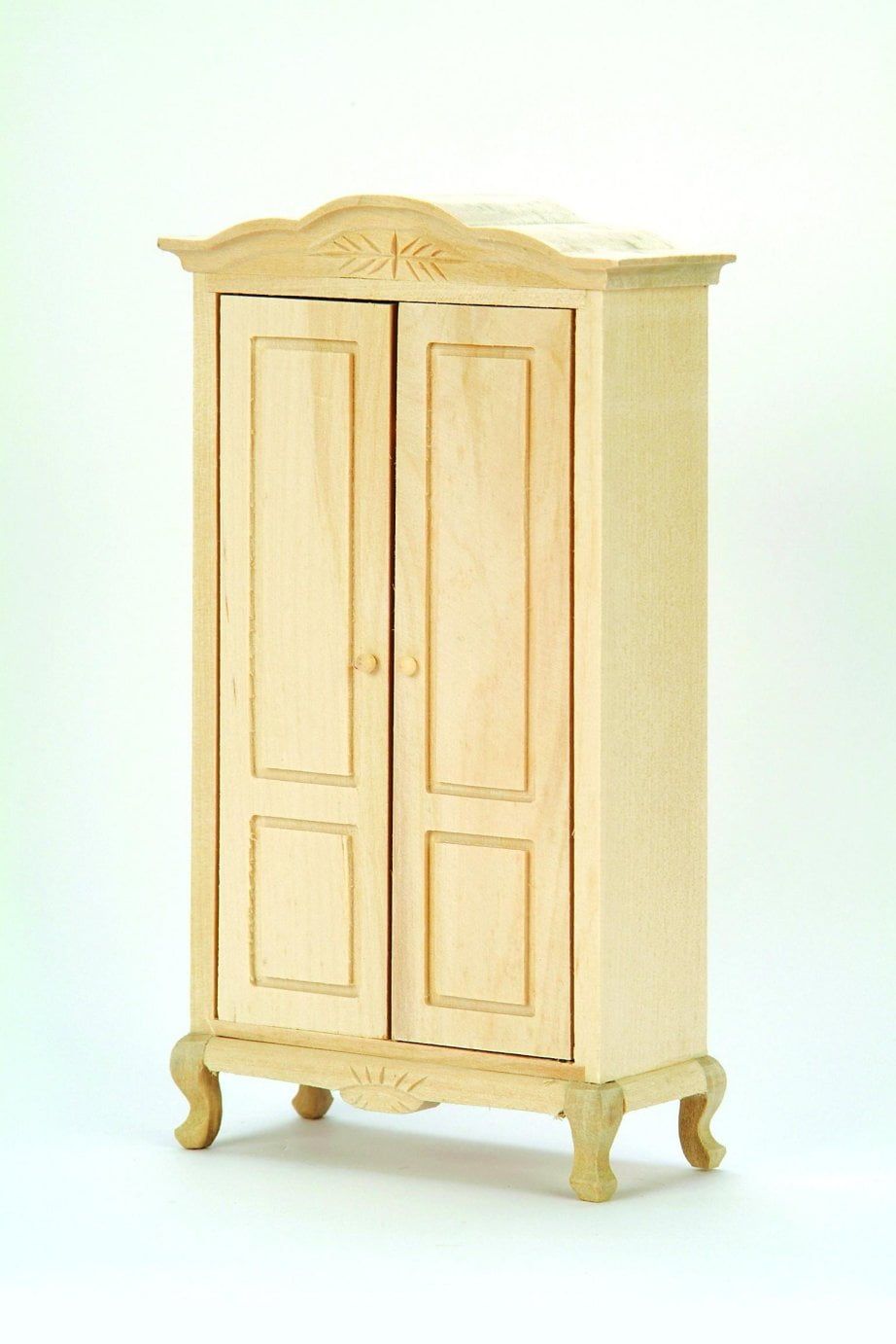 Bare Wood Fancy Wardrobe for 12th Scale Dolls House