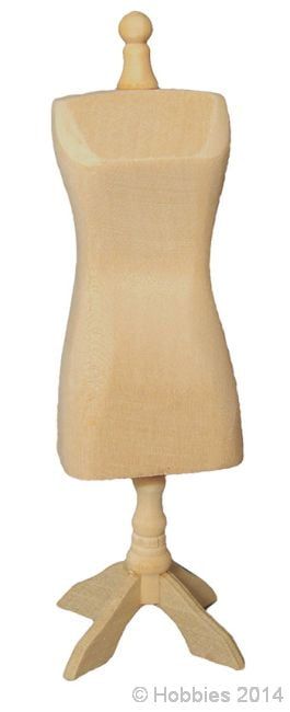 Bare Wood Dressmakers Dummy for 12th Scale Dolls House