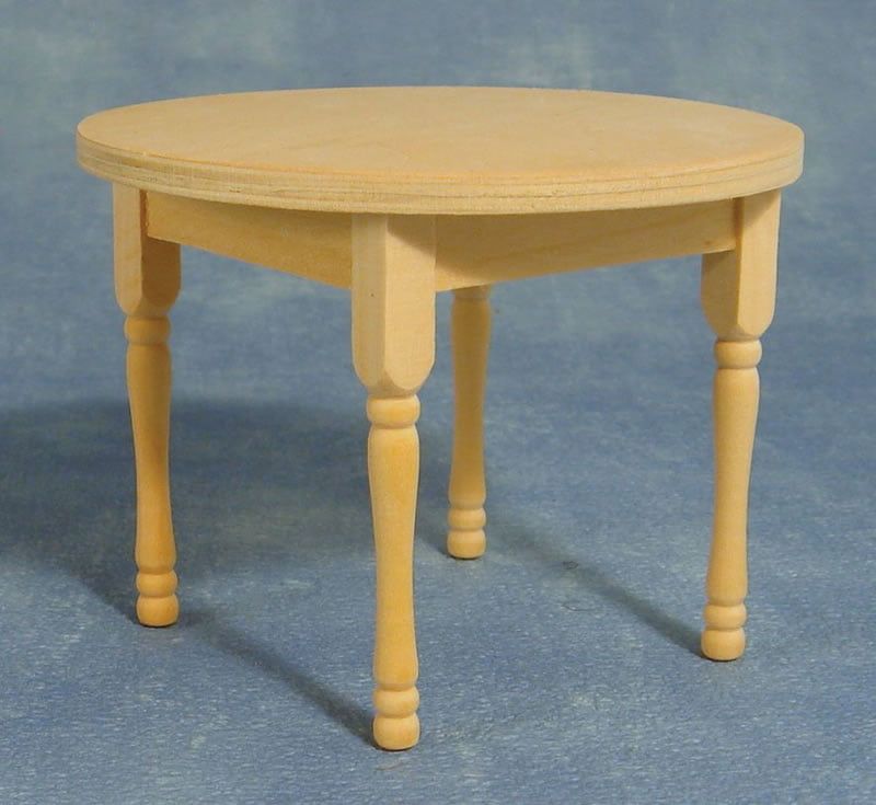 Bare Wood Round Table for 12th Scale Dolls House