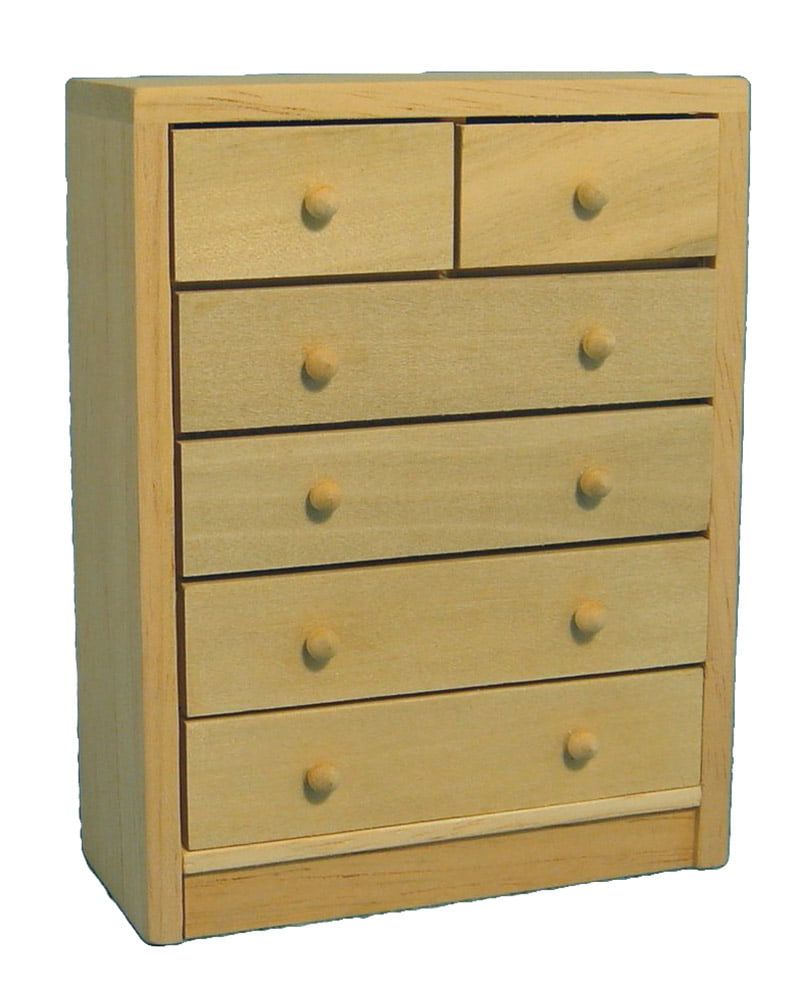 Bare Wood Chest Of Drawers for 12th Scale Dolls House