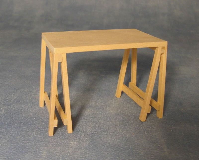 Bare Wood Trestle Table for 12th Scale Dolls House