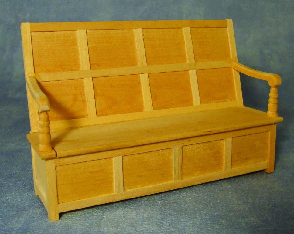 Bare Wood Charles II Settle for 12th Scale Dolls House